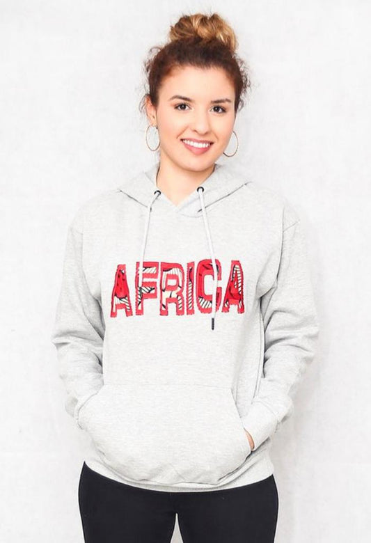 Sweat gris à capuche  "AFRICA"