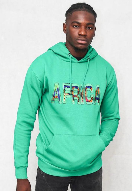 Sweat vert à capuche  "AFRICA"