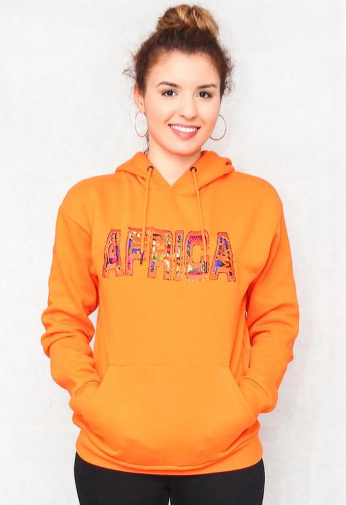 Sweat orange à capuche  "AFRICA"