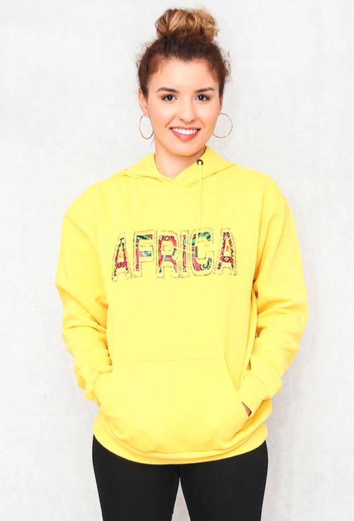 Sweat jaune à capuche  "AFRICA"