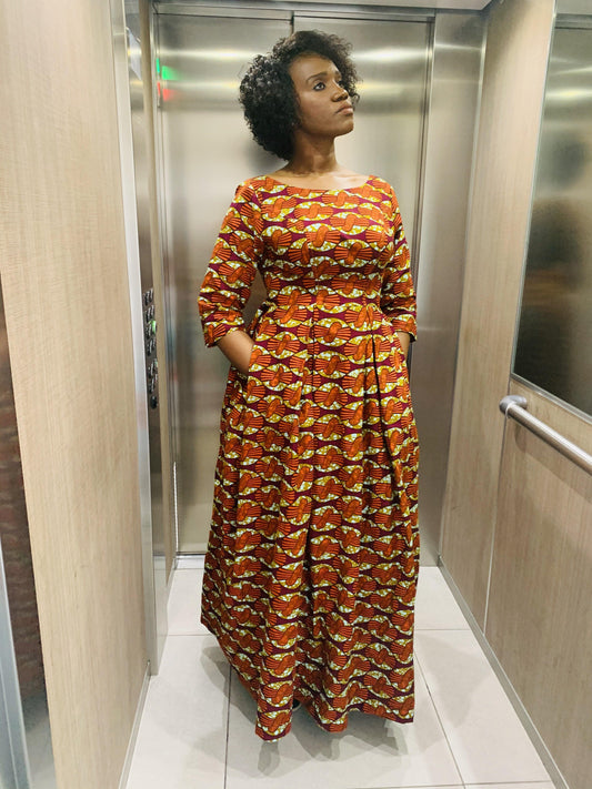 robe maxi en wax / robe tendance et  glamour - look'afrik paris