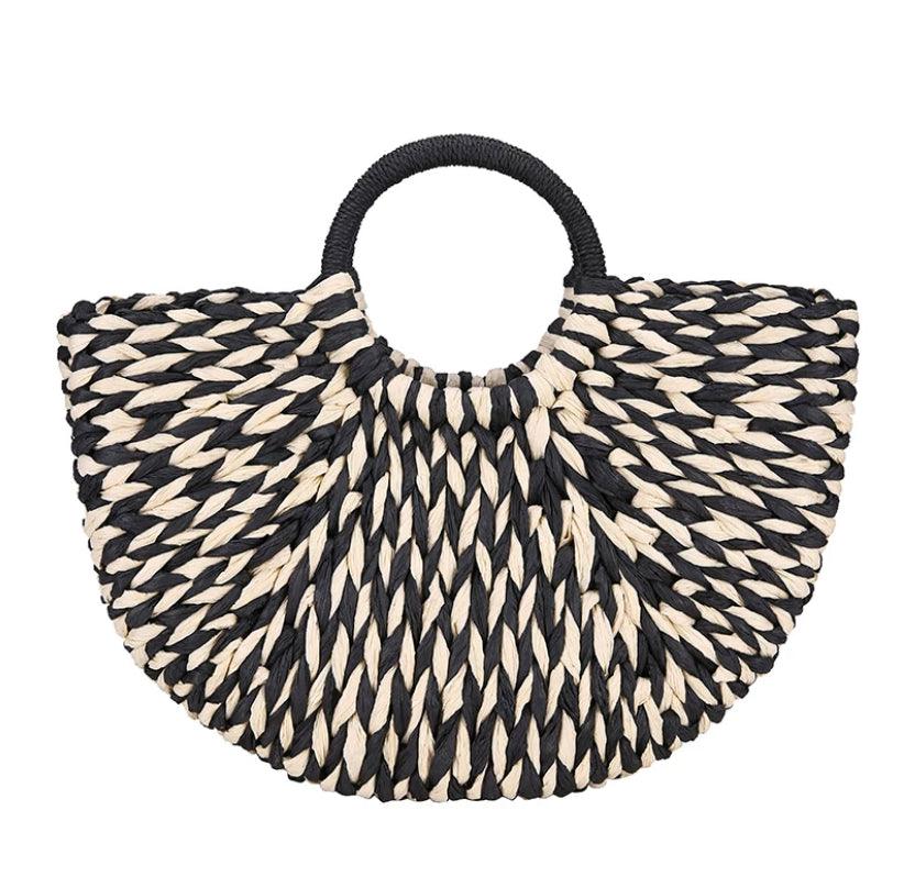 SAC CABAS EN PAILLE DEMI LUNE - look'afrik paris