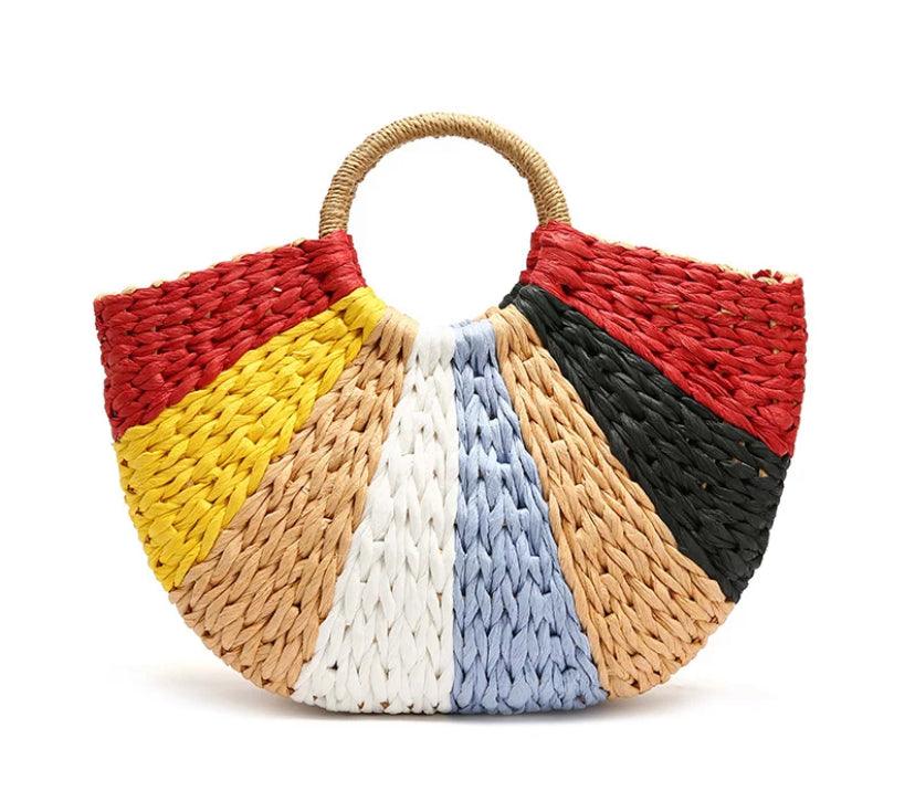 SAC CABAS EN PAILLE DEMI LUNE - look'afrik paris