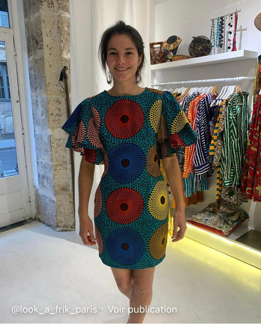 Robe courte droite imprimé wax - look'afrik paris