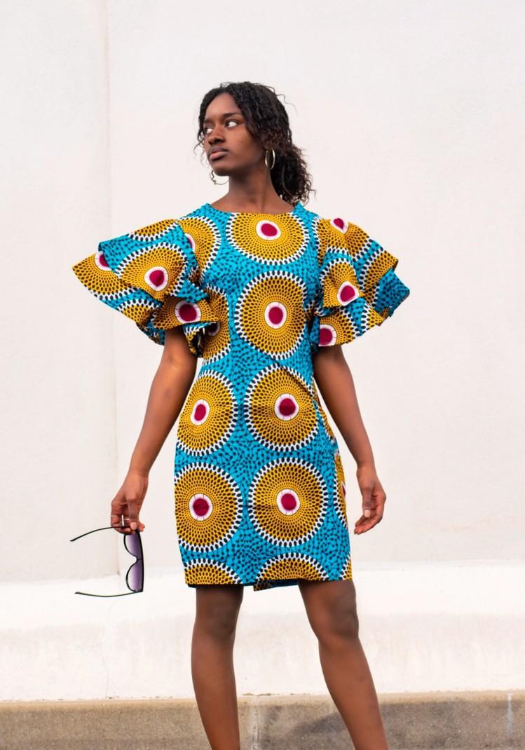 Robe courte droite imprimé wax - look'afrik paris